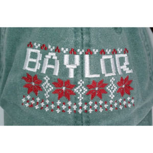 Baylor Bears Vintage Adjustable Baseball Cap HAT Faded Green with Red Flowers